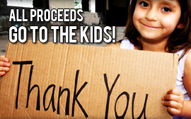 Child holding a thank you sign